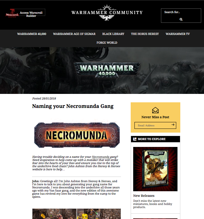heresy and heroes warhammer community post