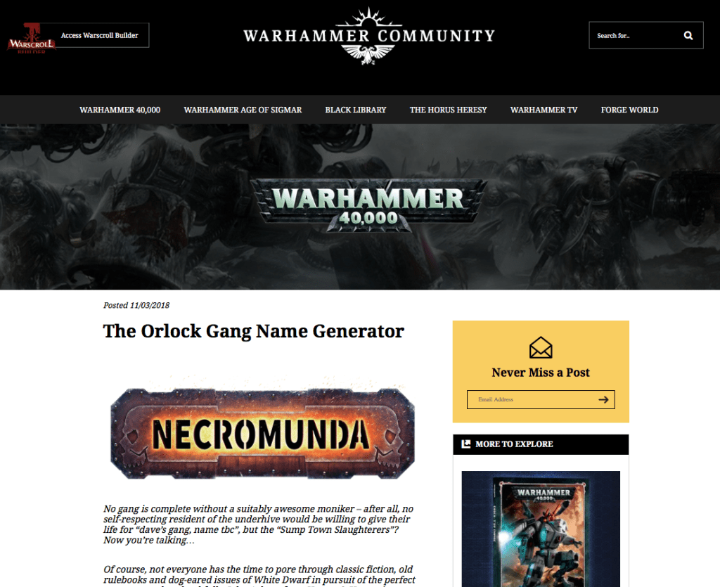 orlock gang name generator john ashton warhammer community