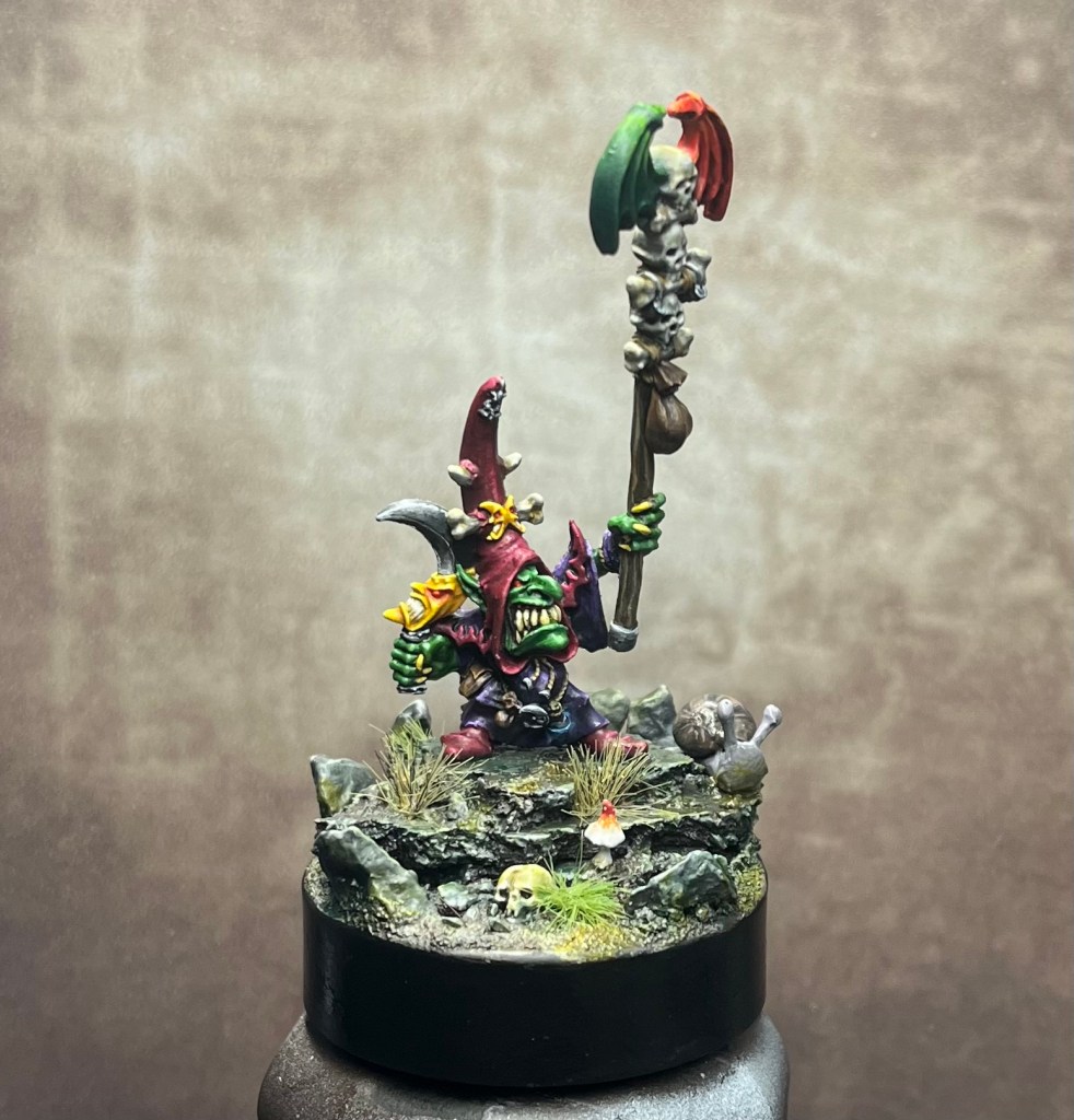 old metal goblin painted in a florentine fashion